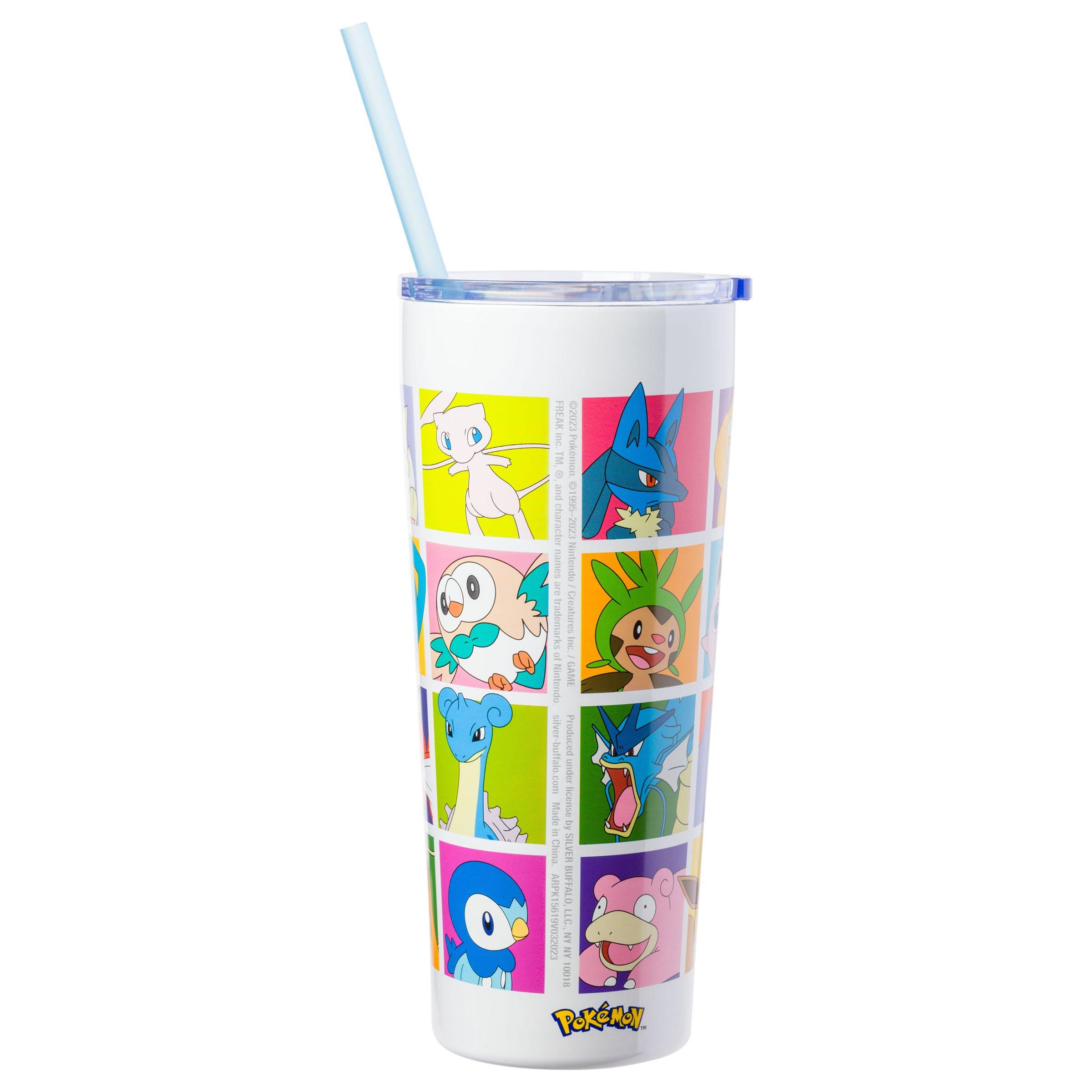 Pokemon Character Grid 22oz Double Walled Stainless Steel Tumbler with Straw