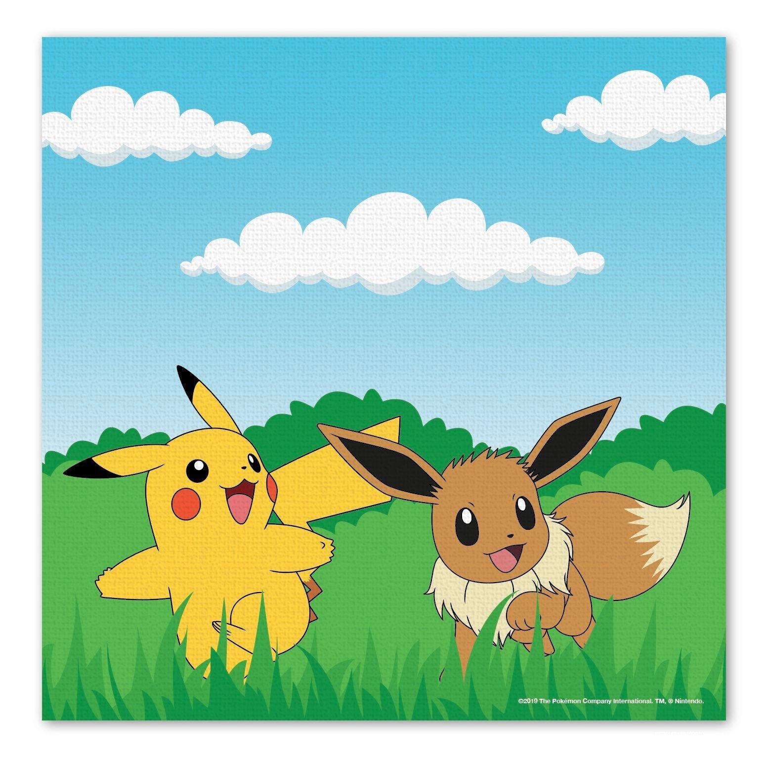 Pokemon Pikachu Eevee Day Scenes 6-in x 6-in Canvas Wall Art | GameStop