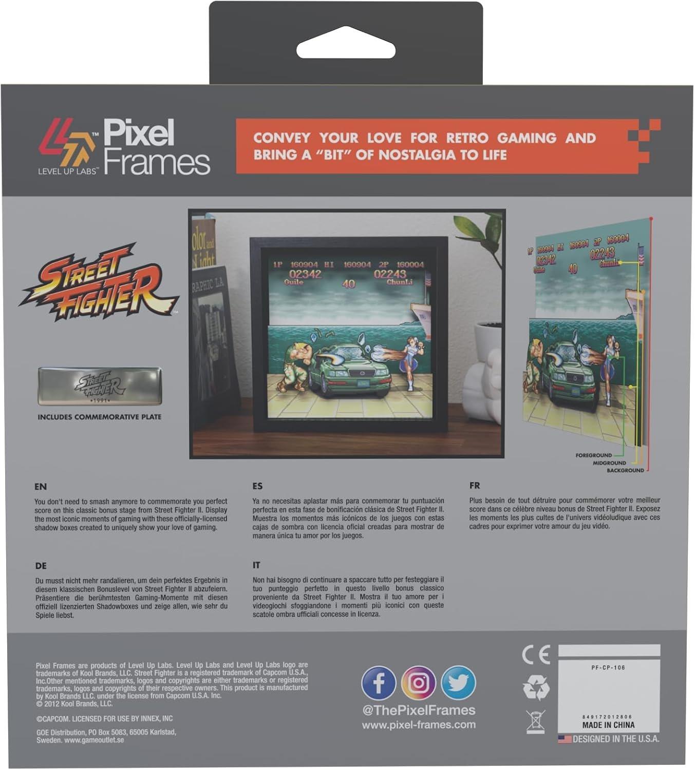 Pixel Frames Street Fighter II Car Scene 3D Shadow Box Framed Decor Wall Art