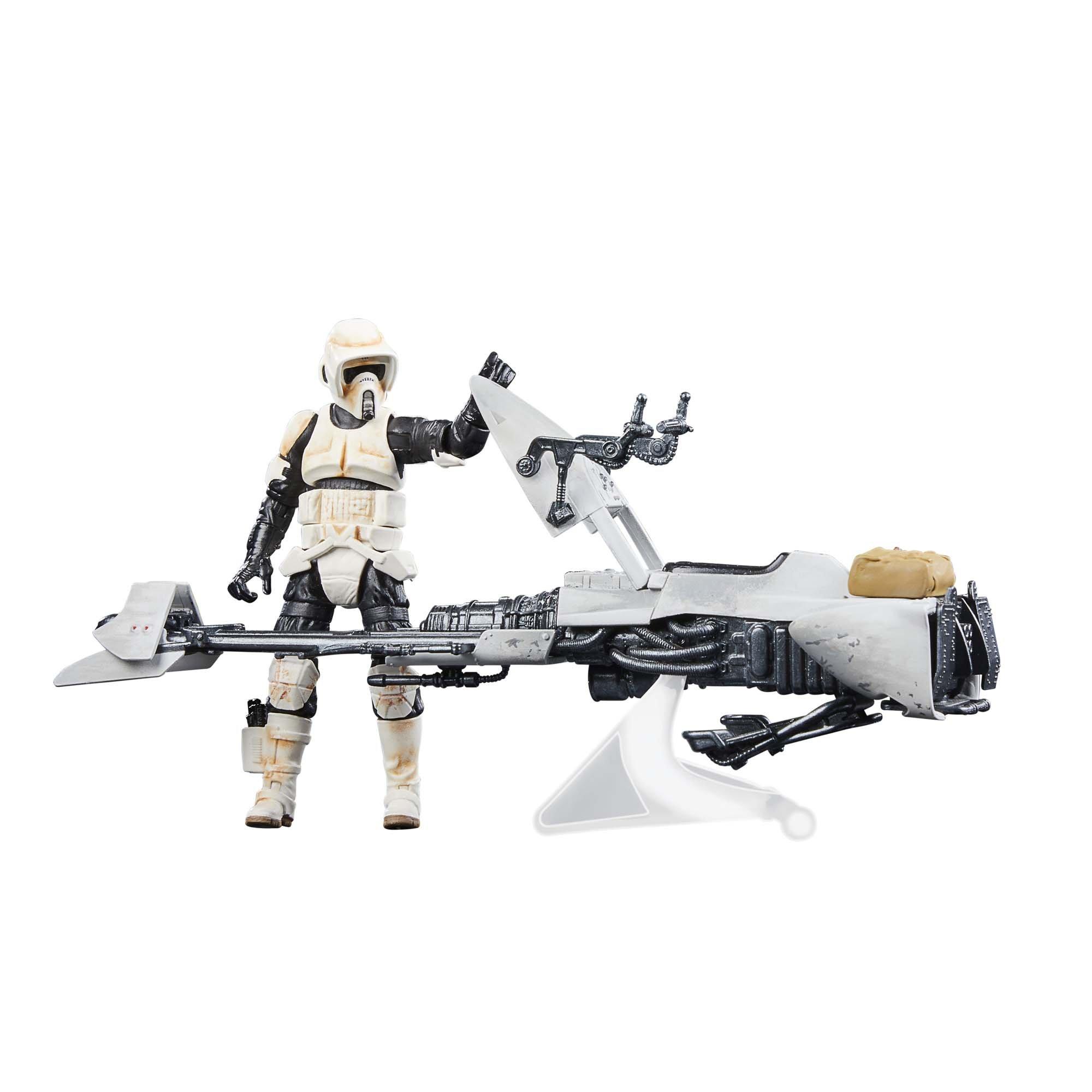 Hasbro Star Wars Vintage Collection Star Wars: The Mandalorian Speeder  Bike, Scout Trooper and Grogu 3.75-in Vehicle and Action Figure