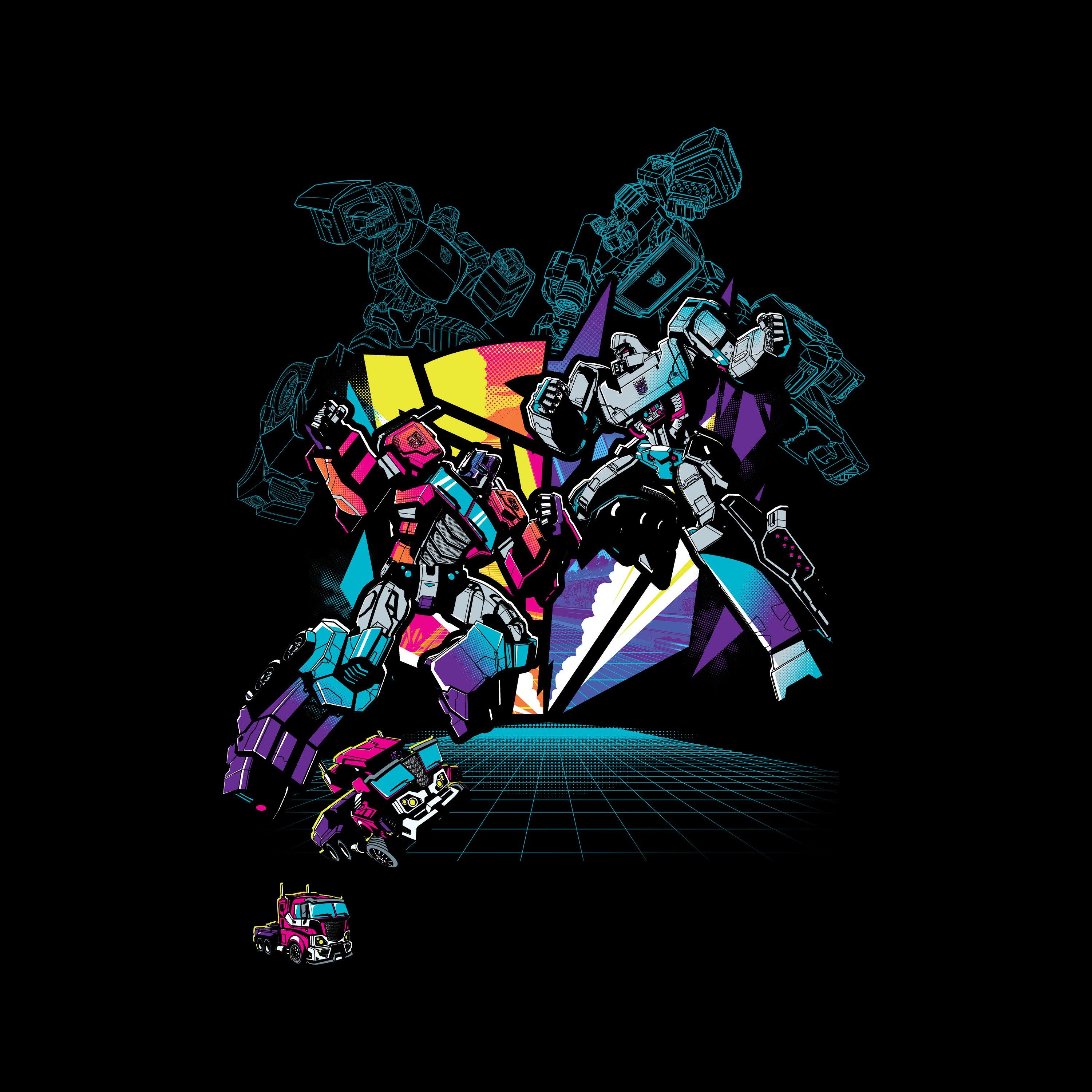 Men's Transformers Optimus Prime 80s Retro T-Shirt - Black - 2X Large