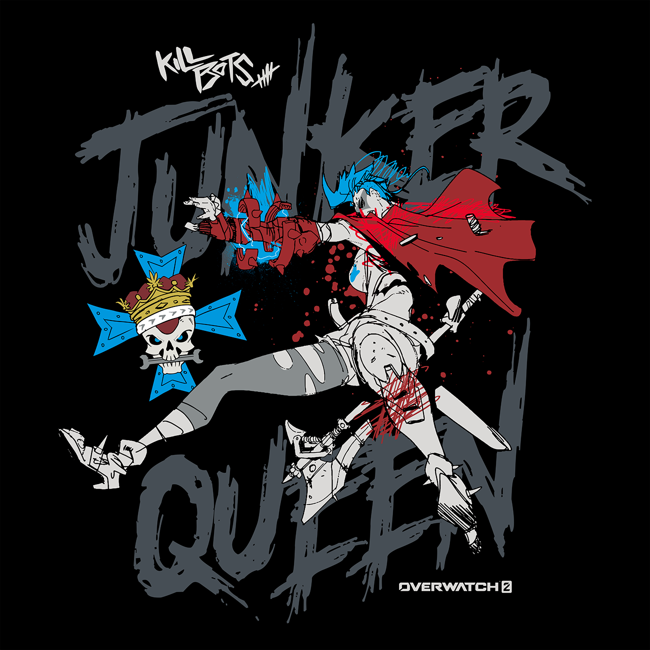 Overwatch Junker Queen Unisex Black Crew Neck Short Sleeve T-Shirt, Size: XL, Isaac Morris