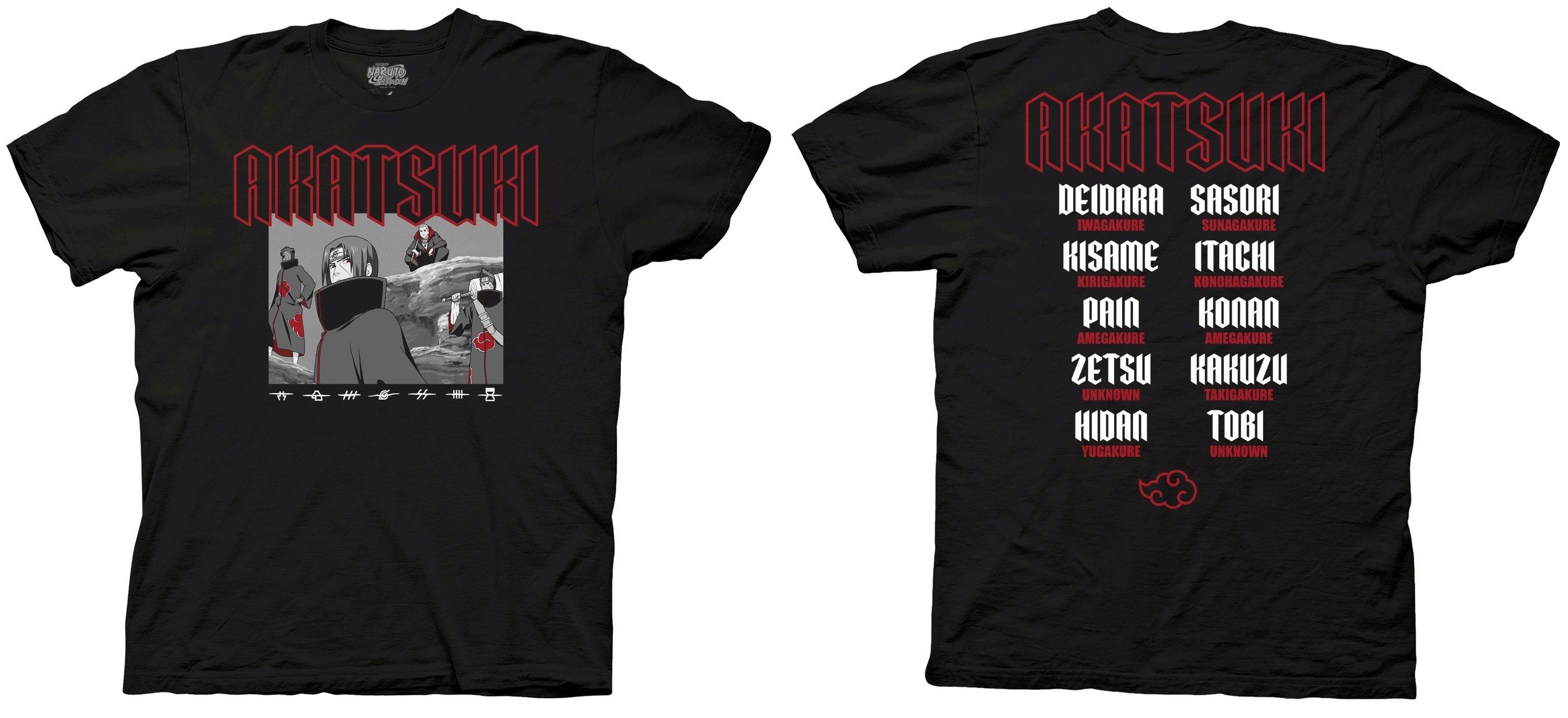 Naruto Akatsuki Band Unisex Short Sleeve T-Shirt - Black