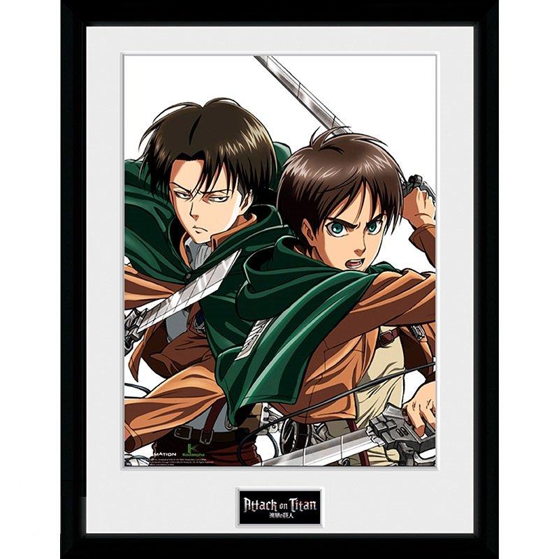 ABYstyle Attack on Titan 12in x 16in Eren and Levi Framed Poster