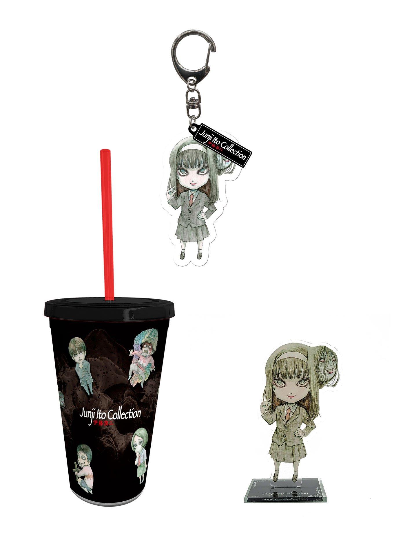 ABYstyle Junji Ito Tumbler with Straw and Keychain Bundle