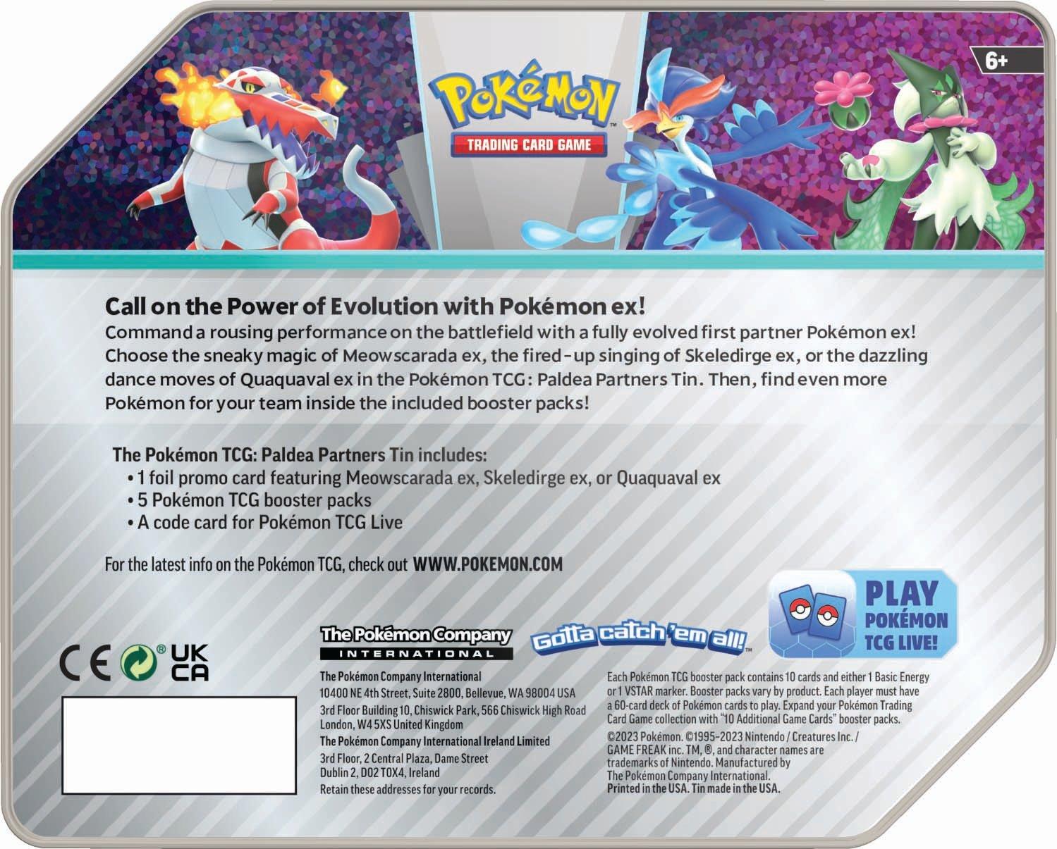 Pokemon Trading Card Game: Paldea Partners Tin (Tin May Vary)