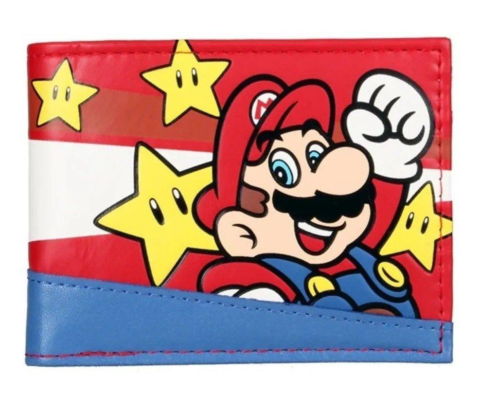Super Mario Official Wallet - Black Bifold With Mario Print Logo, Licensed Nintendo Accessory