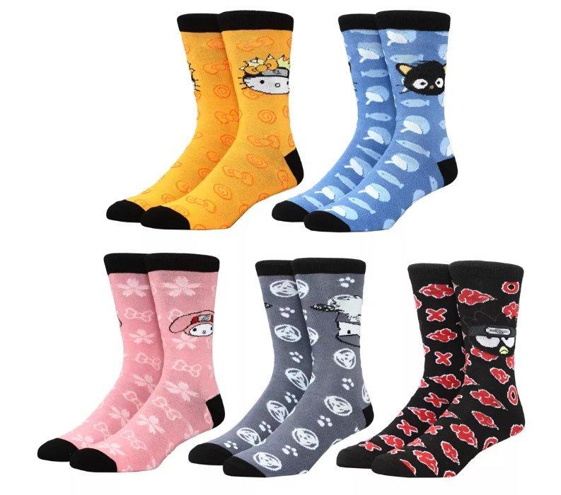 Hello Kitty X Naruto Casual Crew 5 Pack Socks, Bioworld Merchandising -  CRF59GUNSC