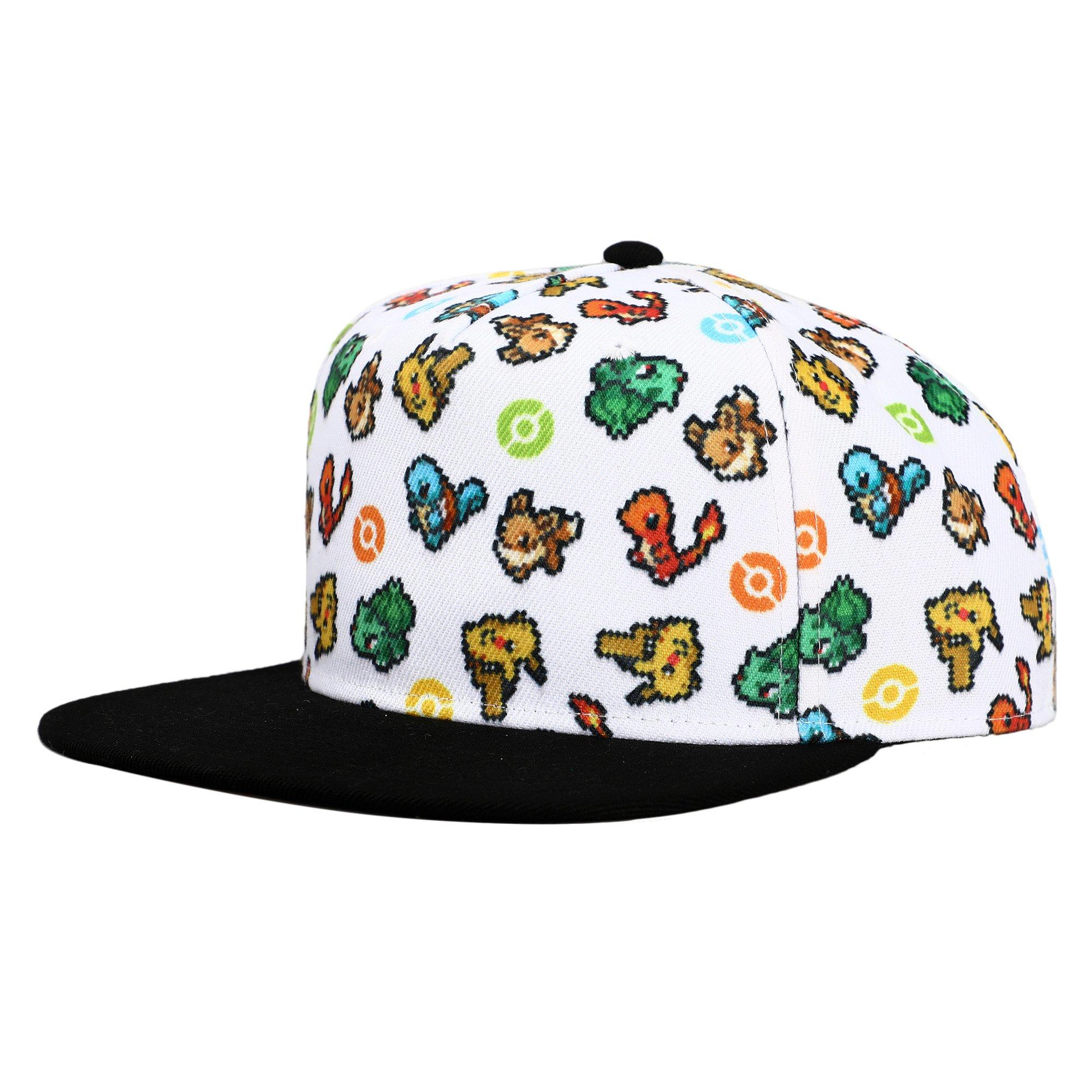 Pokemon Starters Pixel Art Men's White Snapback Hat | GameStop