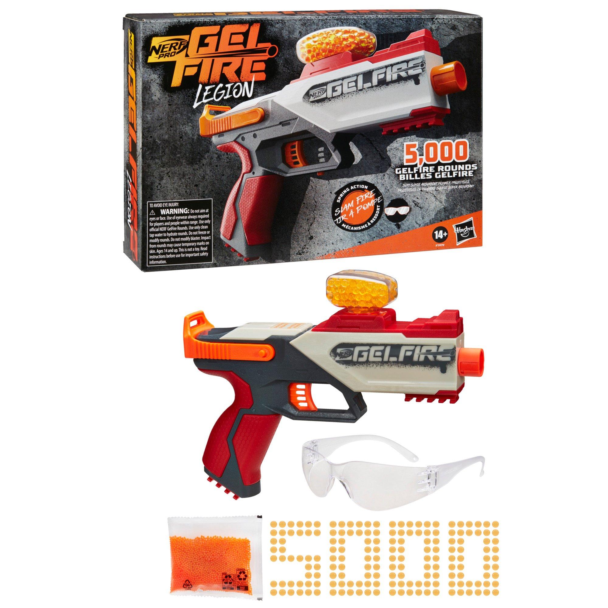 Nerf Pro Gelfire Ignitor Blaster, 1000 rondas Gelfire, capacidad de 60  redondas, imprimación en T, hasta 150 FPS, gafas, regalos para adolescentes  a