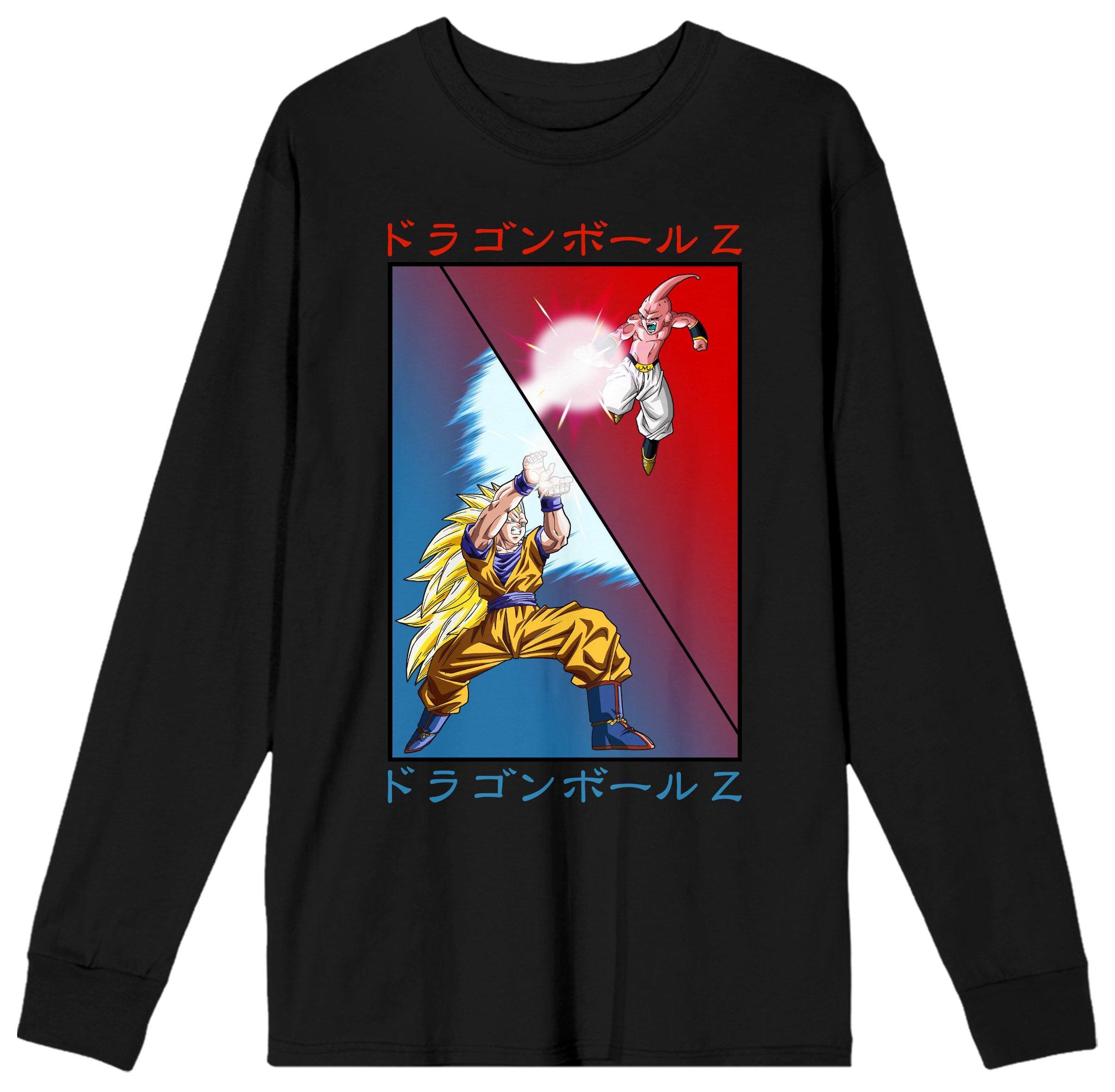 Dragon Ball Z Kanji Grid Black Graphic Long Sleeve T-Shirt, Size: Medium, Bioworld Merchandising