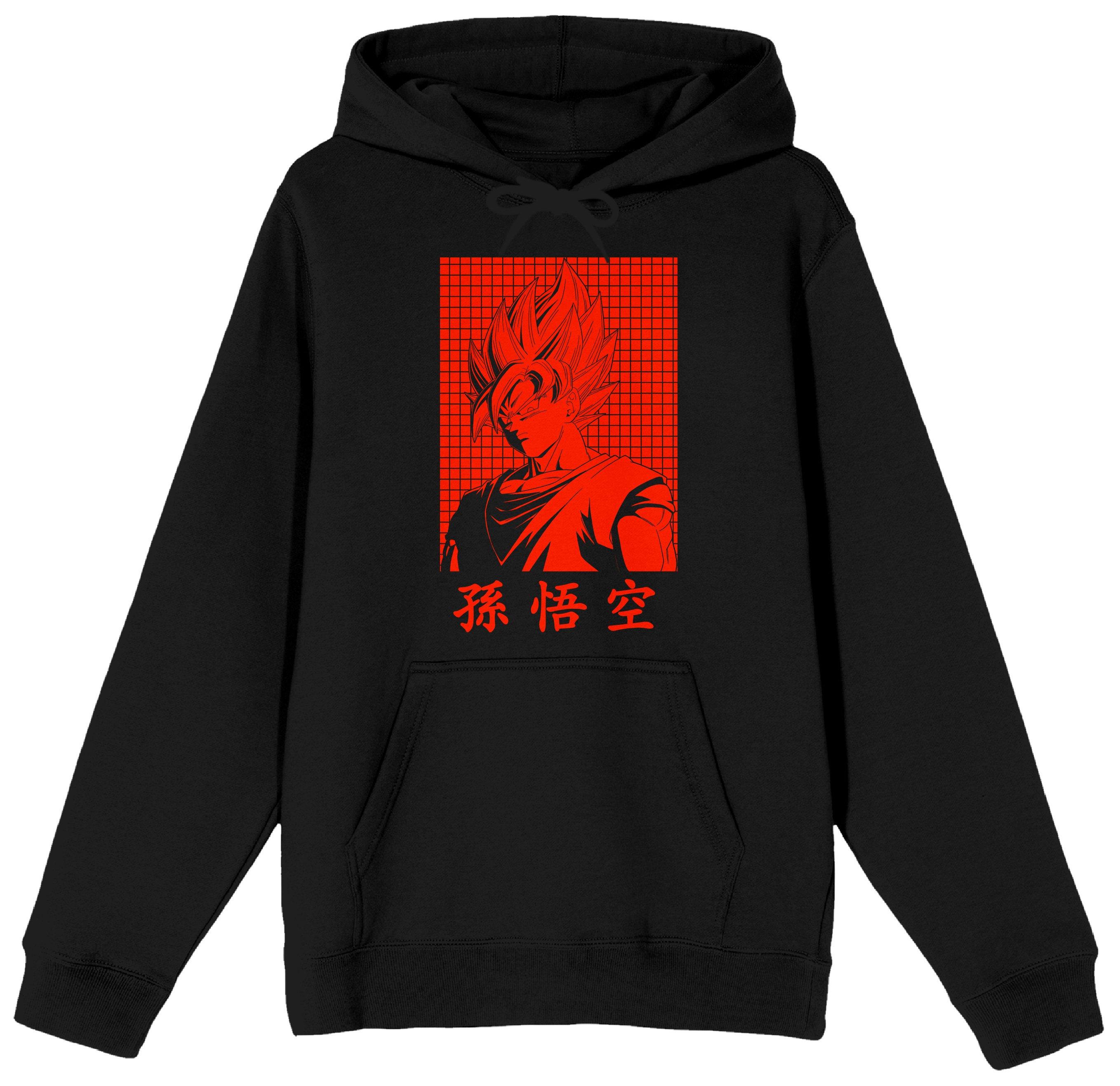 Dragon Ball Z Red Goku Character Men's Black Graphic Pullover Hoodie