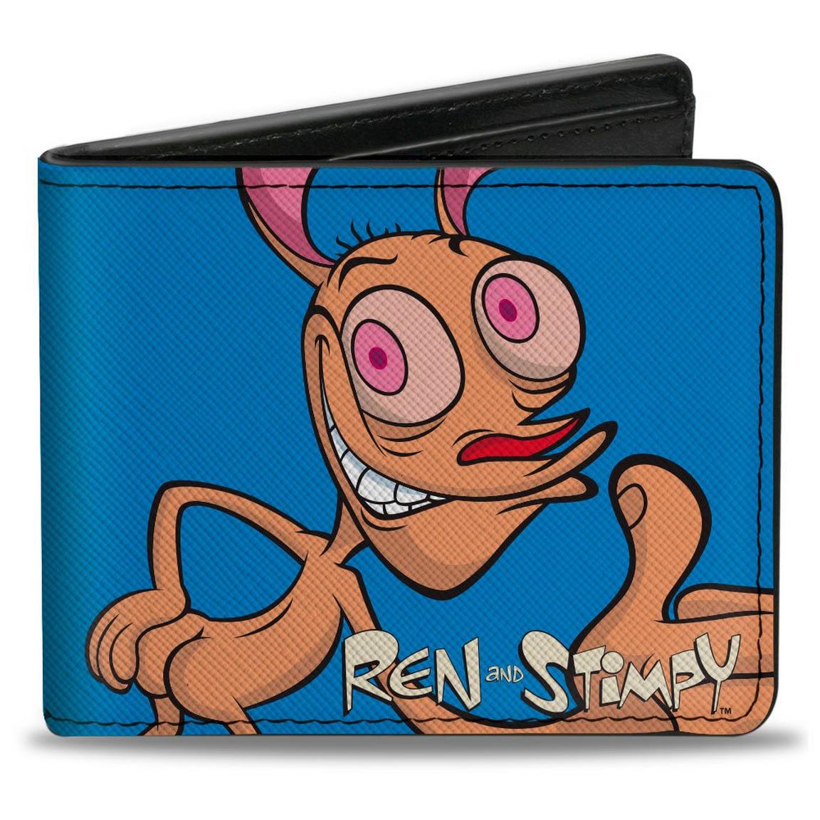 Buckle-Down Nickelodeon The Ren and Stimpy Show Vegan Leather Bifold Wallet, Size: One Size, Buckle Down
