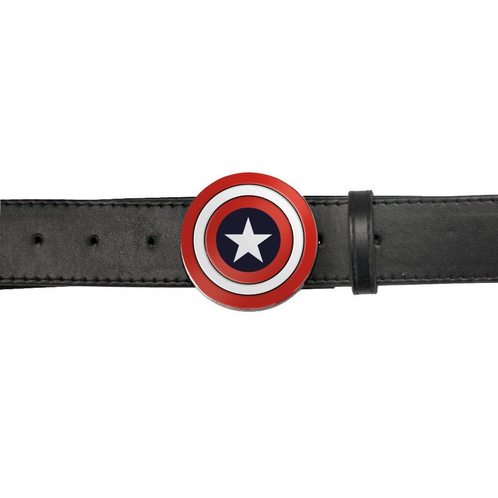 Buckle-Down Marvel Comics Captain America Shield Enamel Black Vegan Leather Belt