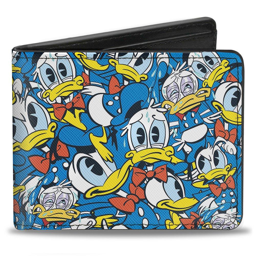 Buckle-Down Disney Donald Duck Poses Stacked Collage Men's Vegan Leather Bifold Wallet