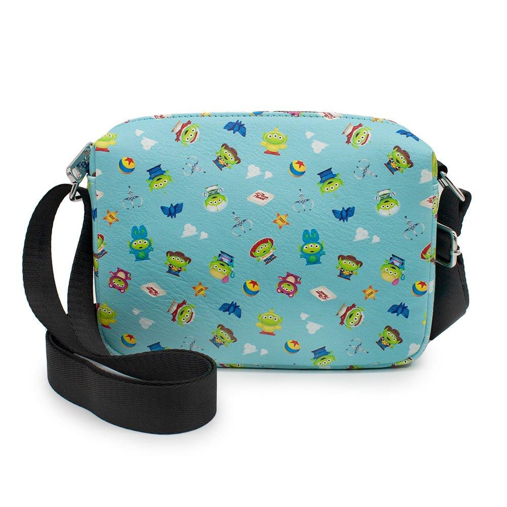 Buckle-Down Disney-Pixar Toy Story Alien Remix Pizza Planet Collage Blue Vegan Leather Crossbody Bag