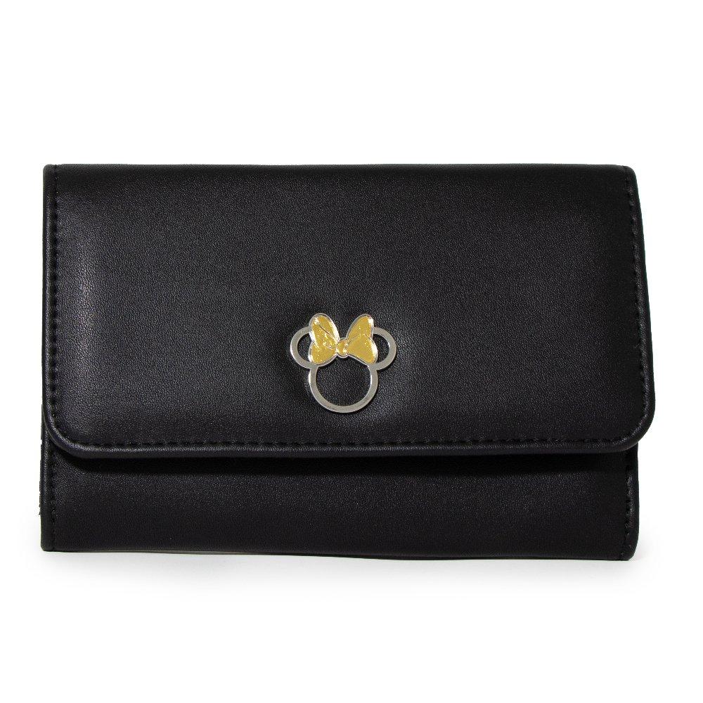 Buckle-Down Disney Minnie Mouse Bow and Ears Black Vegan Leather Foldover Wallet