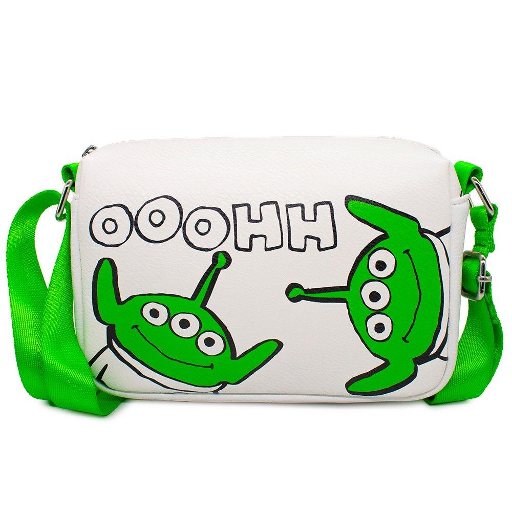 Buckle-Down Disney Toy Story Alien Faces Ooohh Pose White Vegan Leather Crossbody Bag