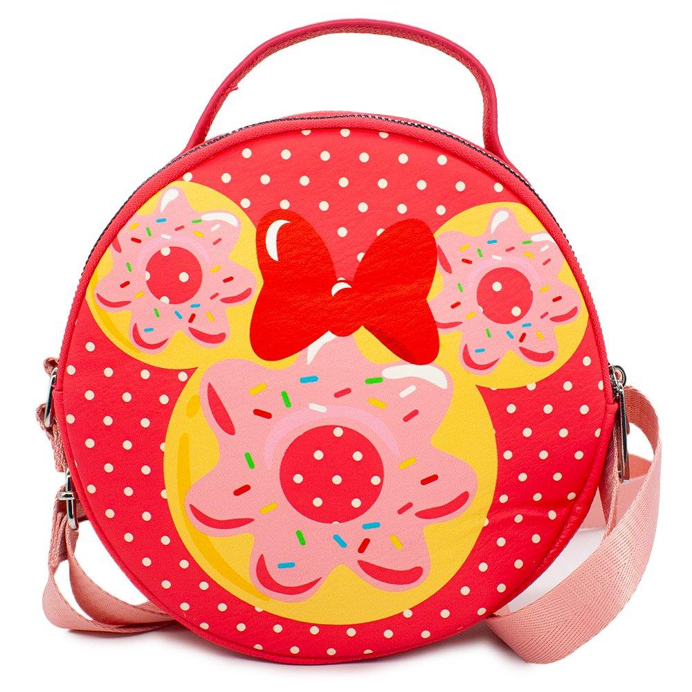Buckle-Down Disney Minnie Mouse Bow and Ears Donut Dessert with Polka Dot Red Vegan Leather Crossbody Bag