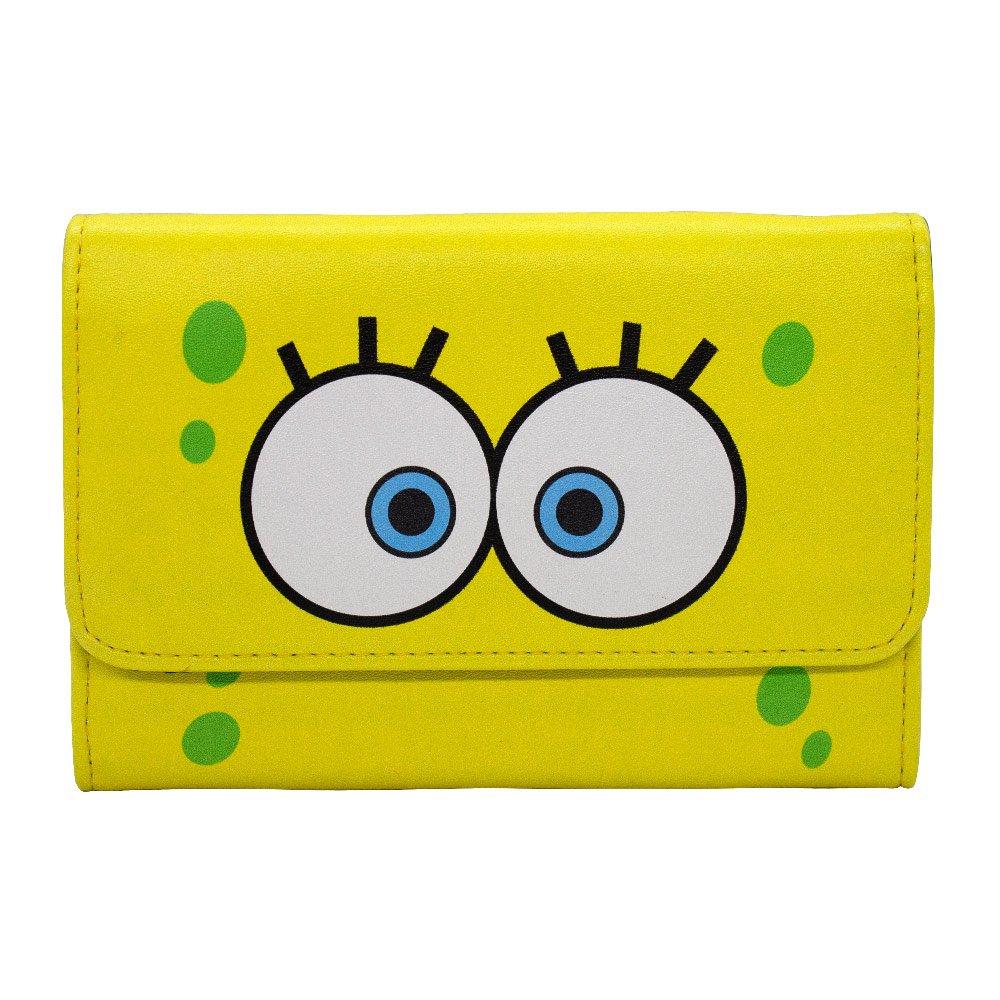 Buckle-Down Nickelodeon SpongeBob SquarePants Eyes Close Up  Yellow Vegan Leather Foldover Wallet