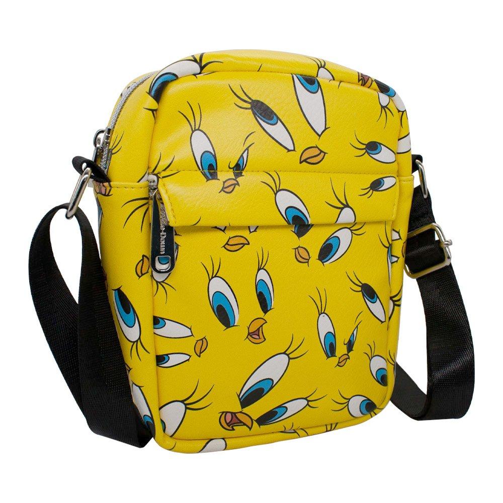 Buckle-Down Looney Tunes Tweety Expressions Scattered Yellow Vegan Leather Cross Body Bag