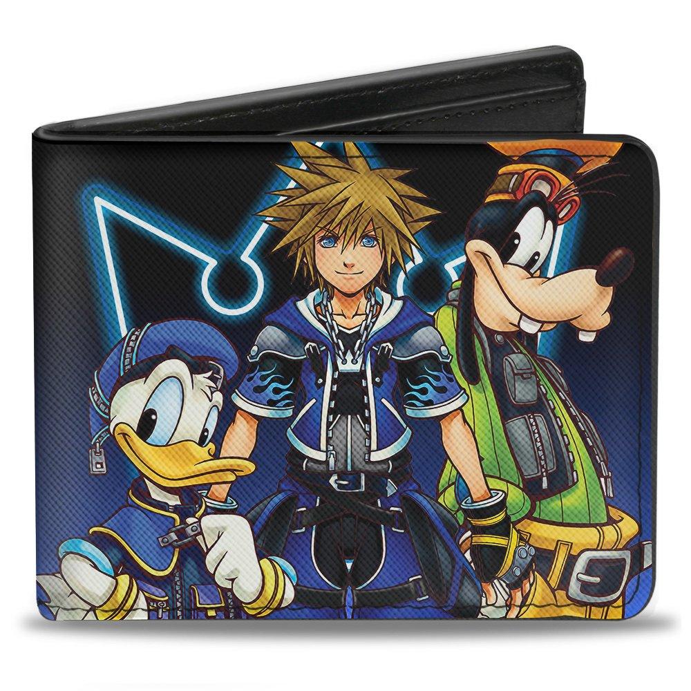 Bucke-Down Disney Kingdom Hearts II Donald Wisdom Form Sora Goofy Men's Vegan Leather Bifold Wallet