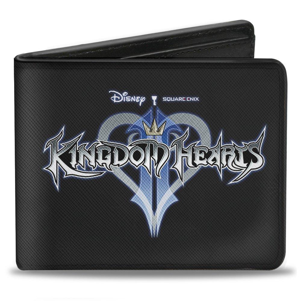 Buckle-Down Disney Kingdom Hearts II Logo Black Silvers Blues Vegan Leather Bifold Wallet