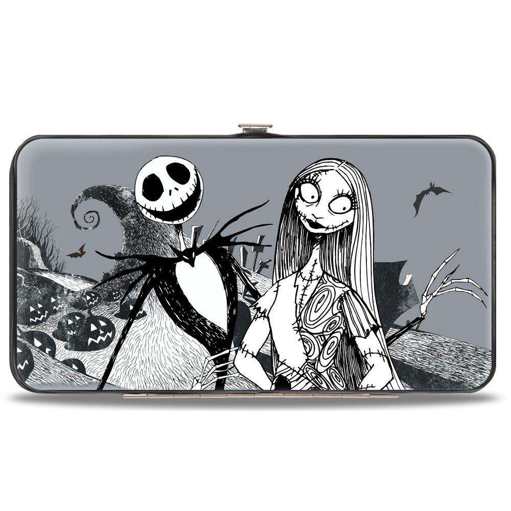 Buckle-Down Disney Nightmare Before Christmas Jack Sally Zero Cemetery Scene Vegan Leather Hinged Wallet, Size: One Size, Buckle Down