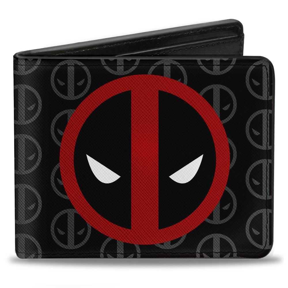 Buckle-Down Marvel Comics Deadpool Logo Monogram Vegan Leather Bifold Wallet, Size: One Size, Buckle Down