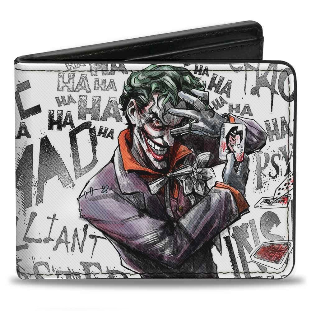 Buckle-Down Men's DC Comics Wallet, Bifold, vs Graffiti Collage White Multi  Color, Vegan Leather, Batman Joker, 4.0 x 3.5