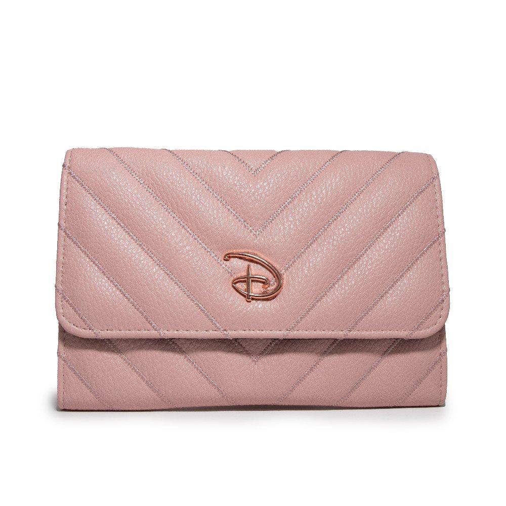 Buckle-Down Disney Signature D Logo Chevron Stitch Vegan Leather Foldover Wallet