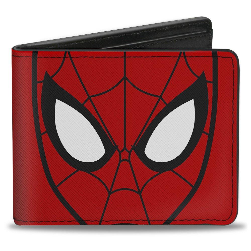 Buckle-Down Marvel Comics Spider Man Face Close Up Spiders Men's Vegan Leather Bifold Wallet