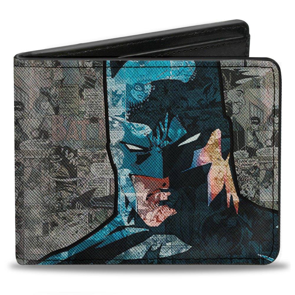 Buckle-Down DC Comics Batman Face Comic Scenes Men's Vegan Leather Bifold Wallet