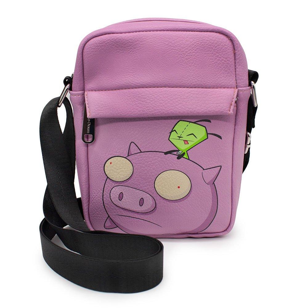 Buckle-Down Nickelodeon Invader Zim GIR Riding Piggy Pose Pink Vegan Leather Cross Body Bag