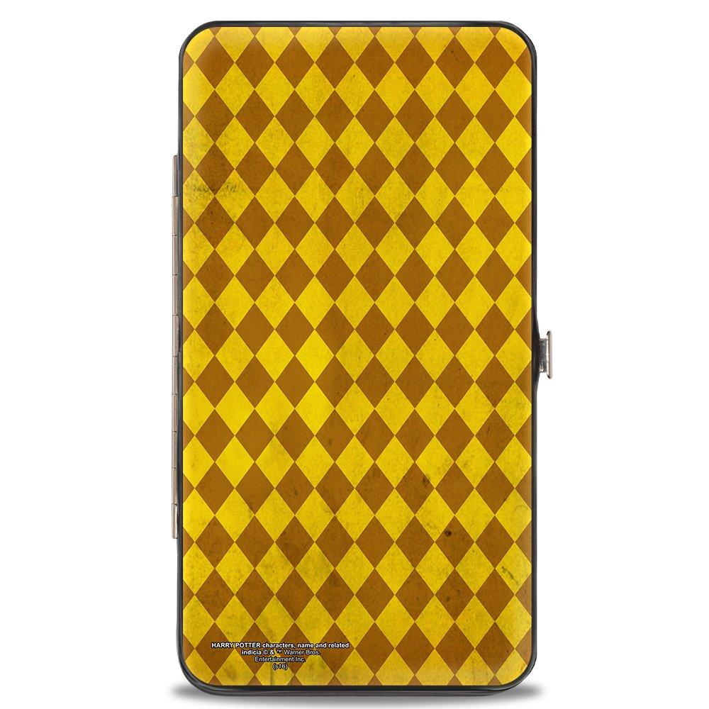 Buckle-Down The Wizarding World of Harry Potter Hufflepuff Crest Stripes Vegan Leather Hinged Wallet