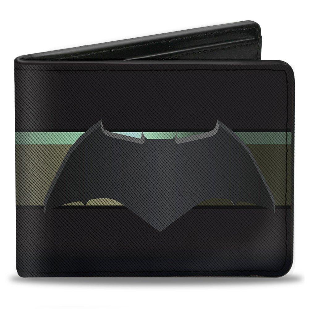 Buckle-Down DC Comics Batman 2017 Icon Stripe Black Gold Fade Men's Vegan Leather Bifold Wallet