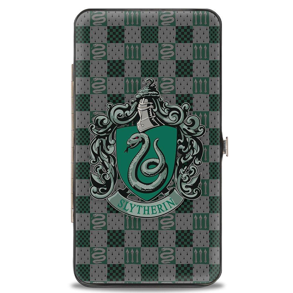 Buckle-Down The Wizarding World of Harry Potter Slytherin Crest Heraldry Checkers Vegan Leather Hinged Wallet