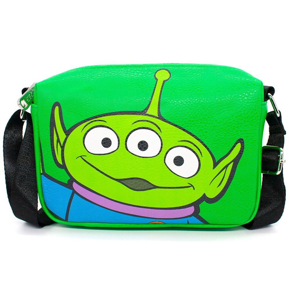 Buckle-Down Disney Toy Story Alien Smiling Close Up Pose Green Vegan Leather Crossbody Bag