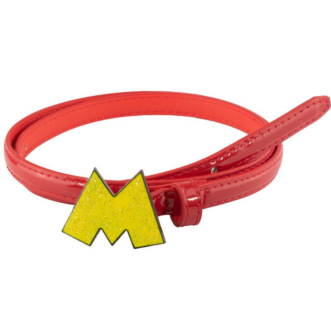 Buckle-Down Disney Mickey Mouse Glitter M Logo Buckle Red Vegan Leather Belt, Size: Medium, Buckle Down