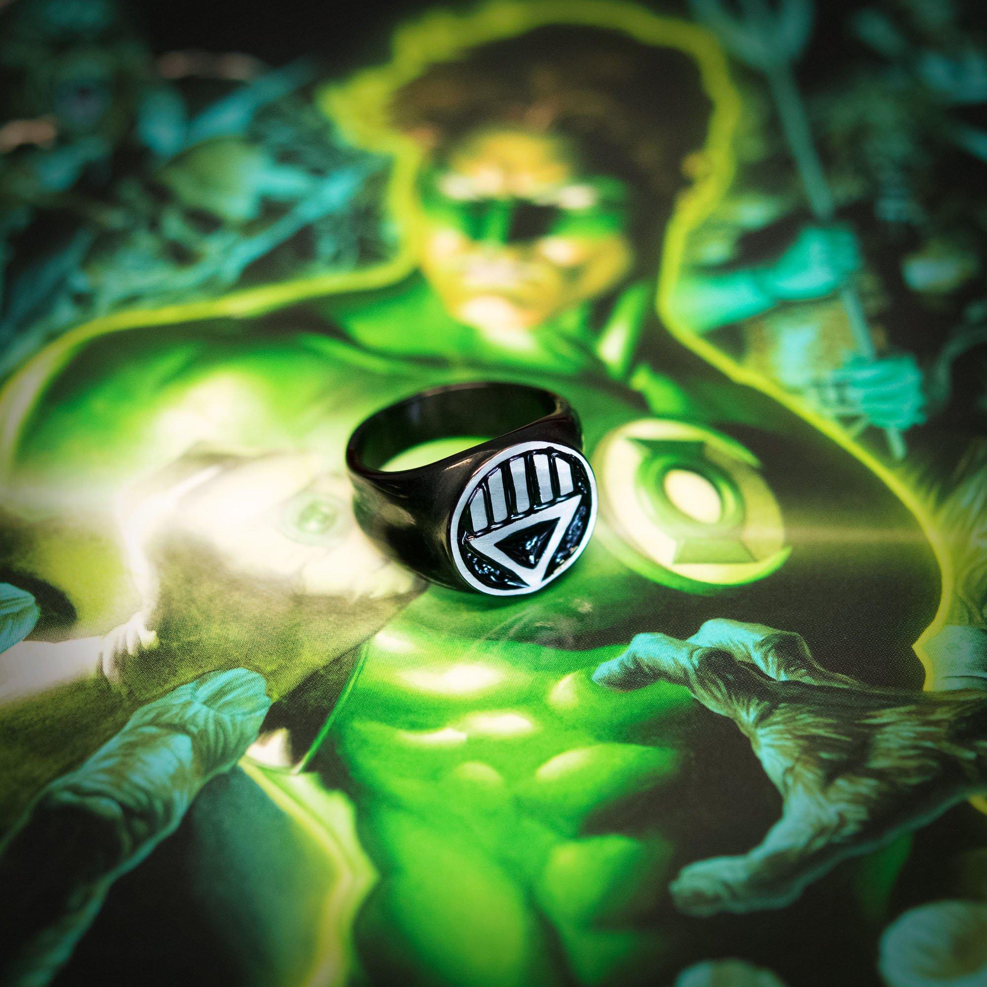 Green Lantern Symbol Stainless Steel Ring-Size 10