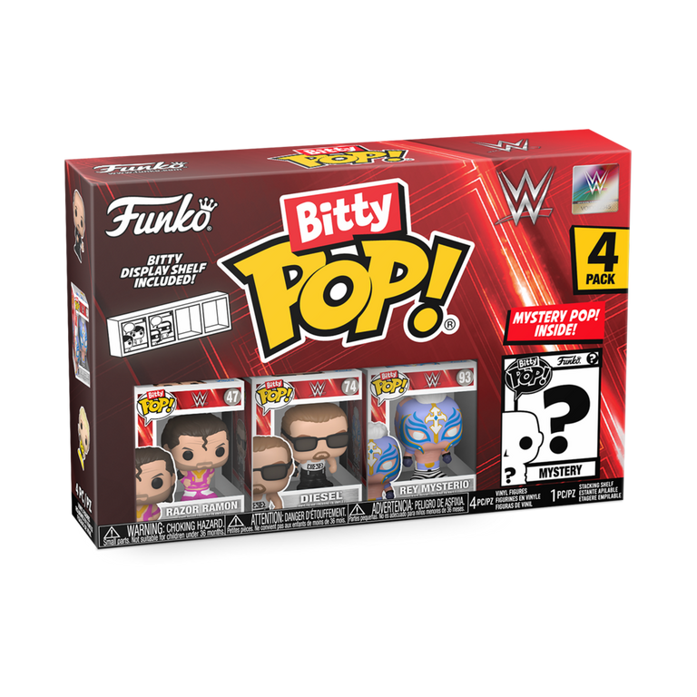 Funko Bitty POP! WWE Vinyl Figure Set 4-Pack (Razor Ramon, Diesel, Rey Mysterio, Mystery Pop!)