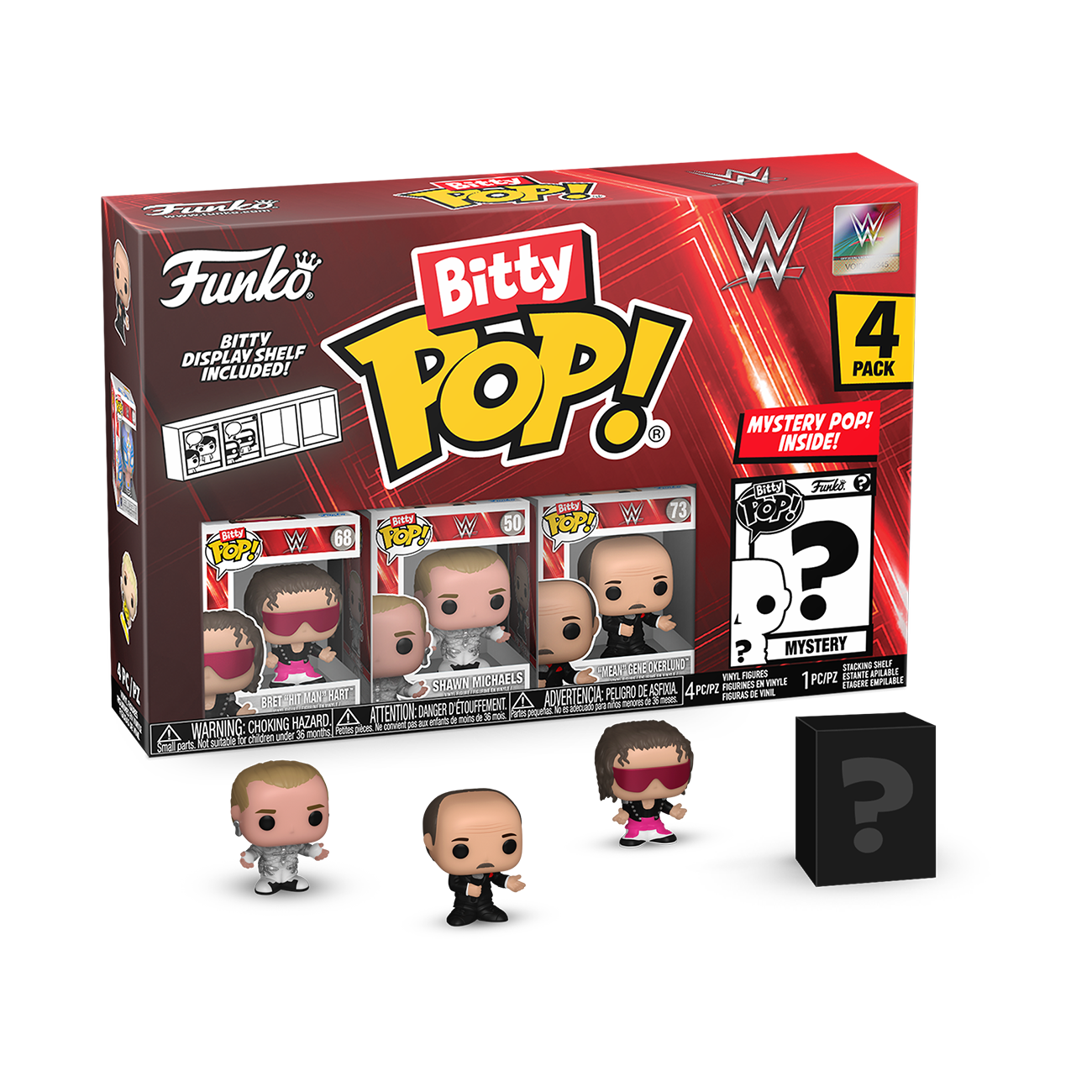 Funko Bitty POP! WWE Vinyl Figure Set 4-Pack (Bret Hart, Shawn Michaels, Gene Okerlund, Mystery Pop!)