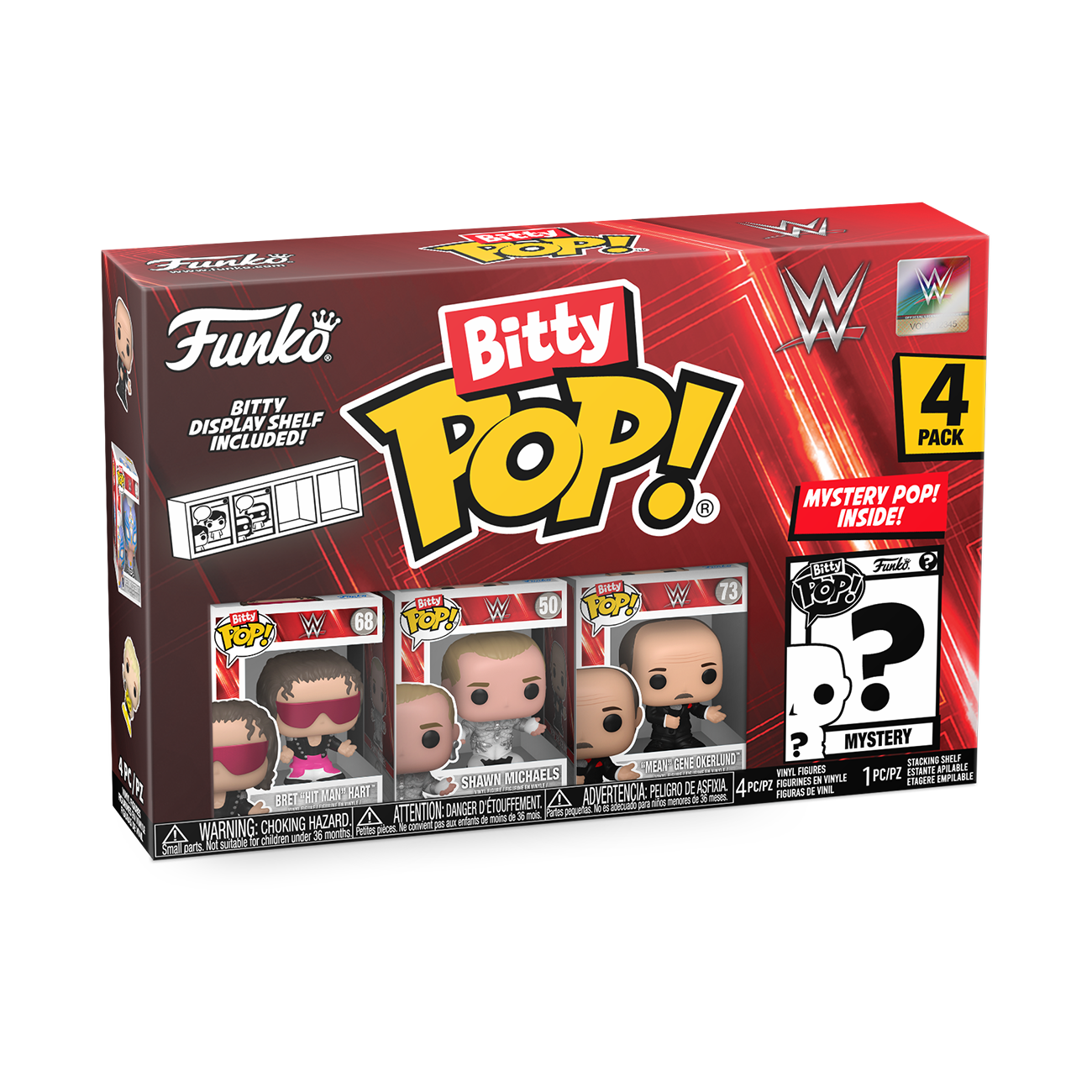 Funko Bitty POP! WWE Vinyl Figure Set 4-Pack (Bret Hart, Shawn Michaels, Gene Okerlund, Mystery Pop!)