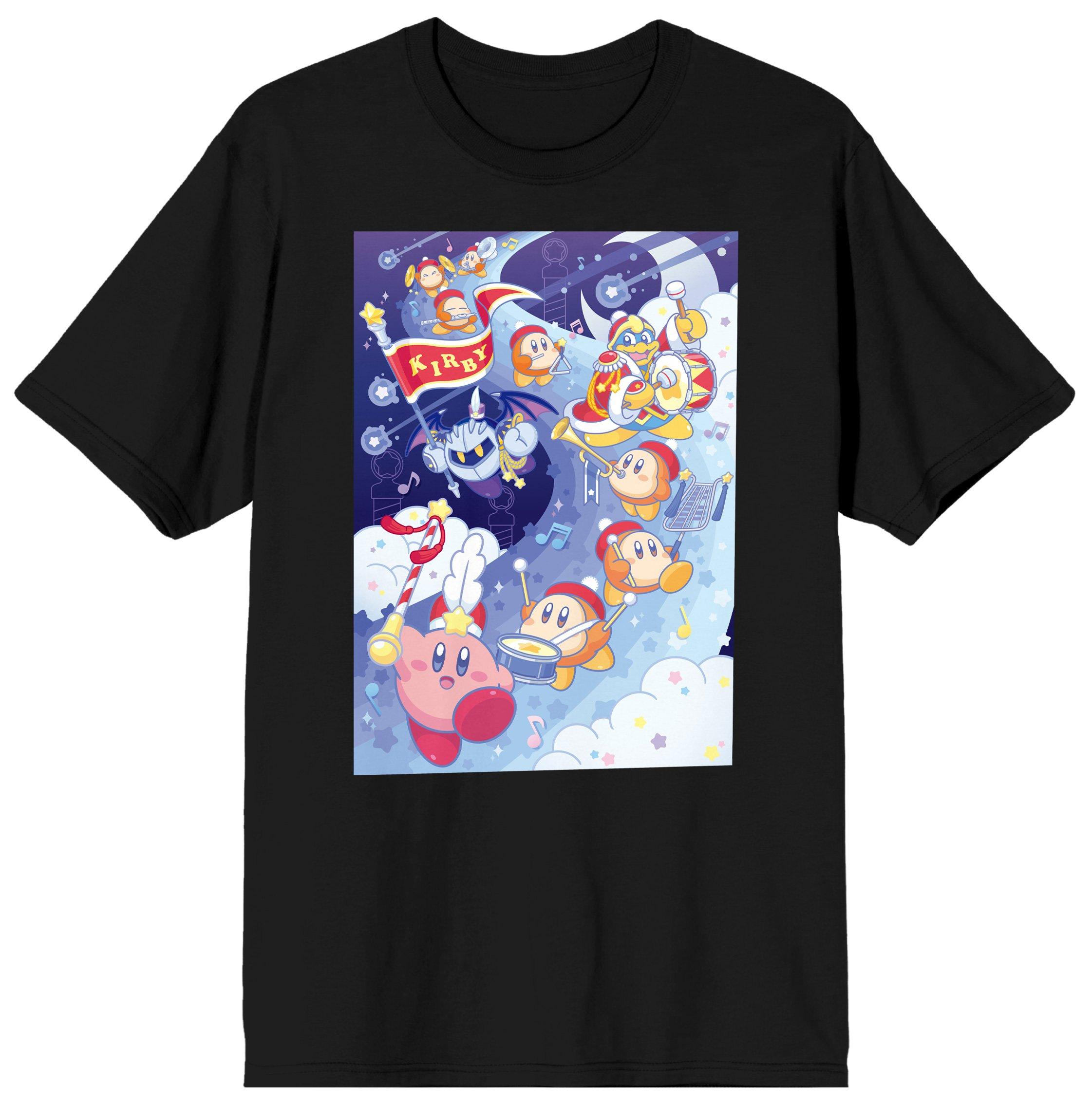 Kirby Pupupu Marching Men's Black Graphic T-Shirt