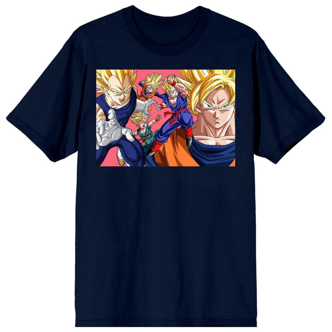 Dragon Ball Z Character Group Men's Anime Navy Blue Short Sleeve Graphic T-Shirt, Size: Large, Bioworld Merchandising