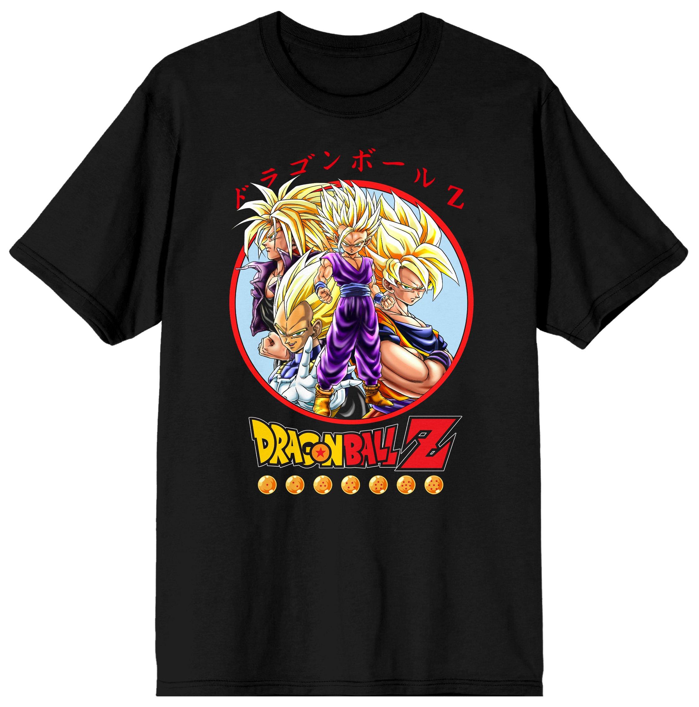 Dragon Ball Z Anime Characters Group Shot Men's Black Short Sleeve Graphic T-Shirt, Size: Medium, Bioworld Merchandising