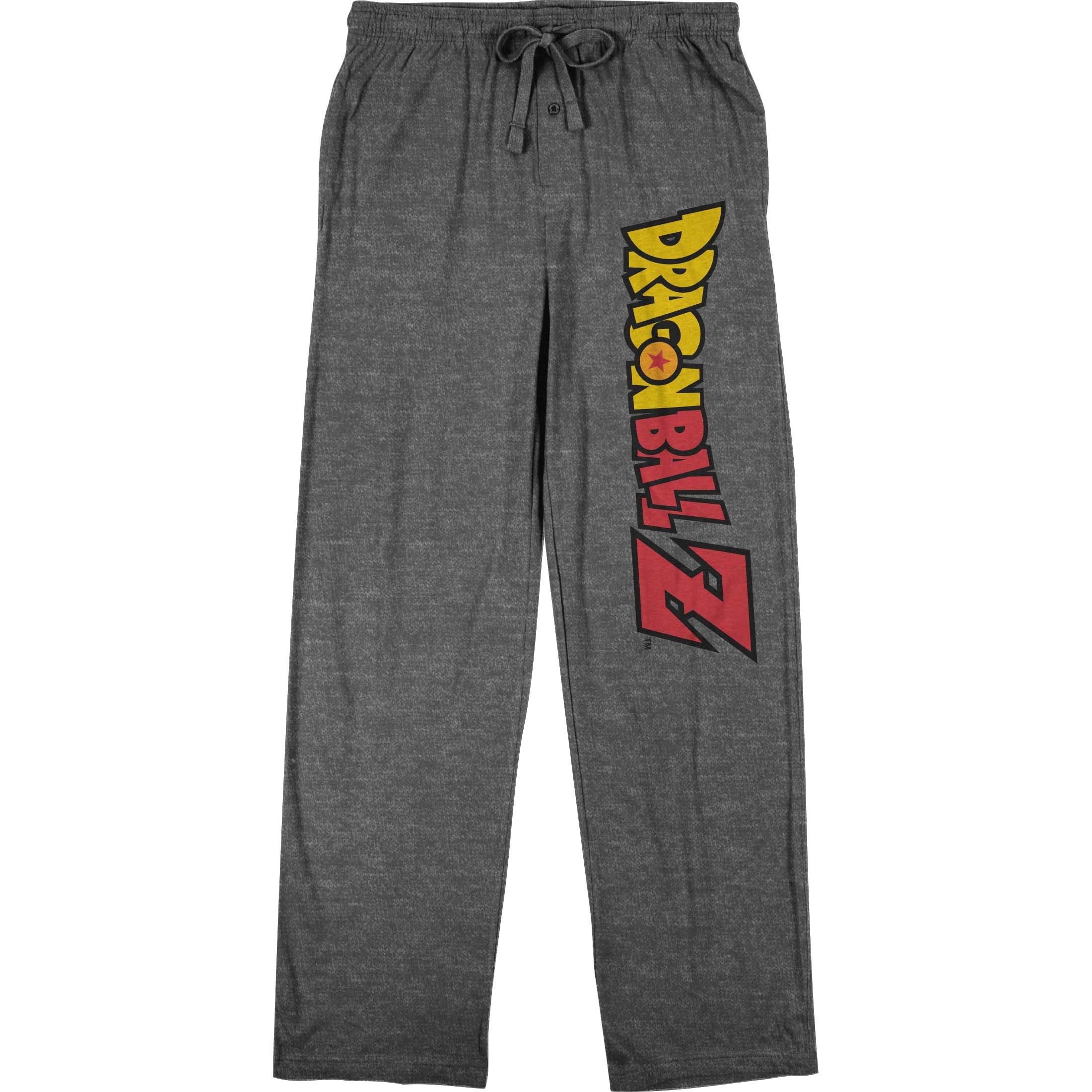 Dragon Ball Z Classic Logo Men's Graphite Heather Gray Drawstring Pajama  Pants