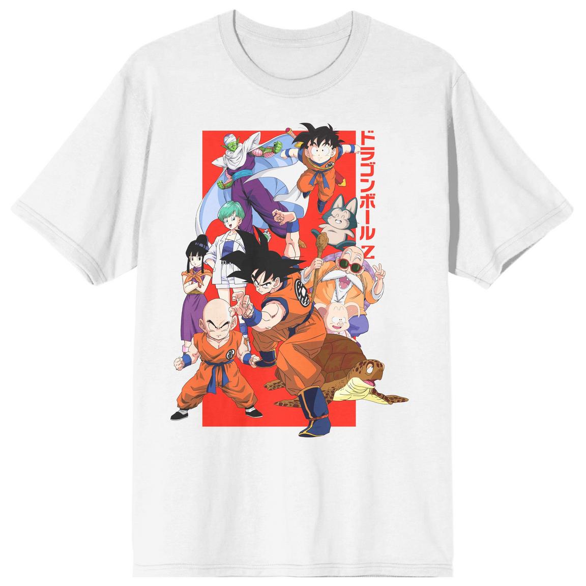 Dragon Ball Z Classic Character Group White Short Sleeve Graphic T-Shirt, Size: Large, Bioworld Merchandising