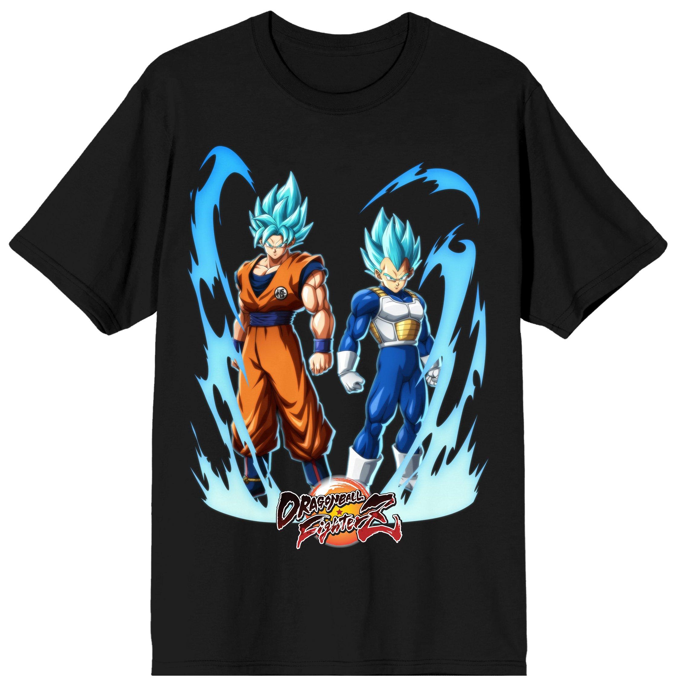 Dragon Ball FighterZ Goku and Vegeta Men's Black Graphic Crew Neck Short Sleeve T-Shirt