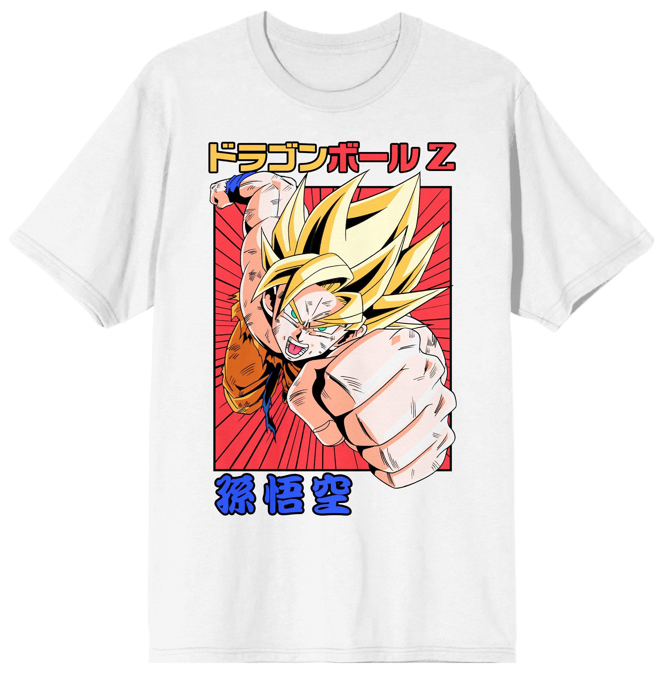 Dragon Ball Z Super Saiyan Goku Kanji Men's White Short Sleeve